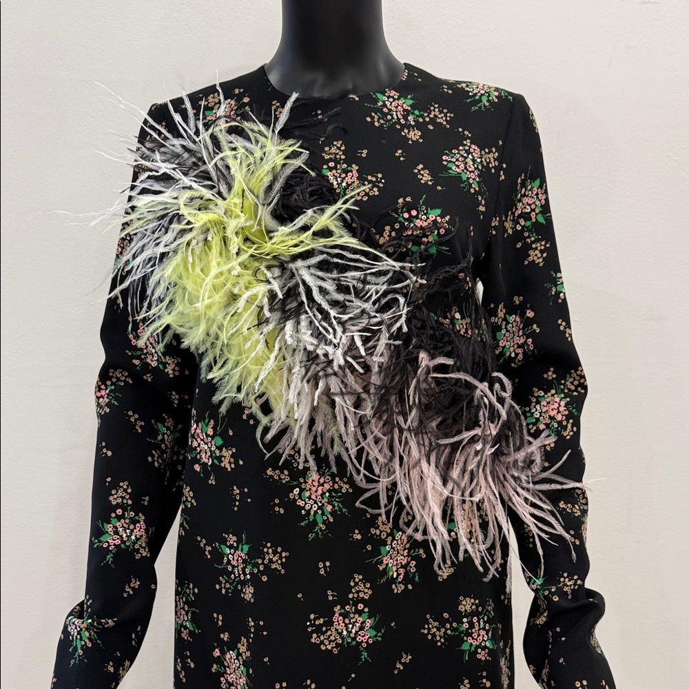 ✨ MSGM Feather Embellished Floral Dress – Bergdorf Goodman NYC ✨40IT/S
